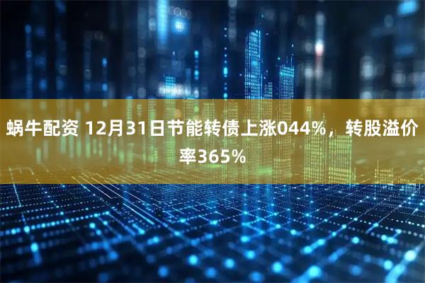 蜗牛配资 12月31日节能转债上涨044%，转股溢价率365%